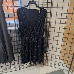 New Women's Large Black Sparkle Dress